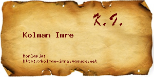 Kolman Imre névjegykártya
